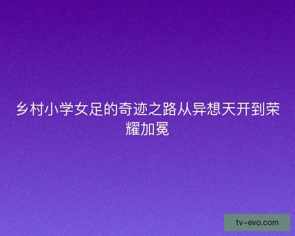 乡村小学女足的奇迹之路从异想天开到荣耀加冕
